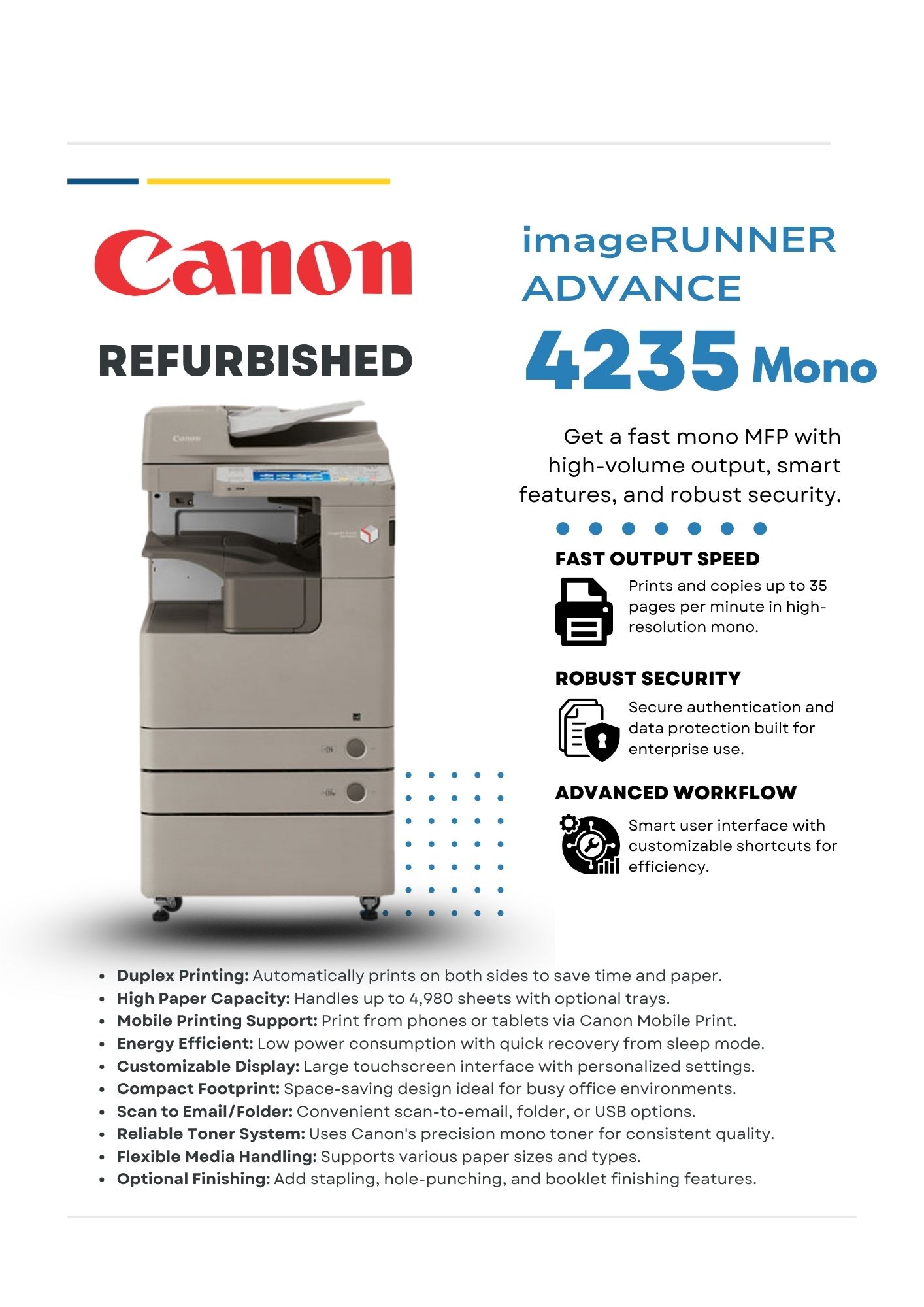Canon imageRUNNER ADVANCE 4235 mono for export UAE